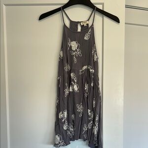 Gray Floral Sleeveless Dress